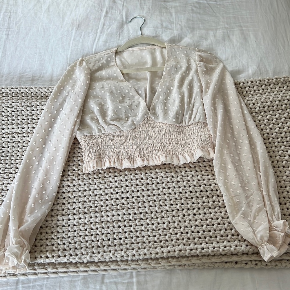 Shein Cream longsleeve blouse. Size small